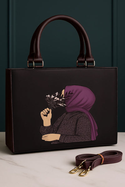 Artistic Hijab Lady Design – Elegant Tote with Detachable Strap