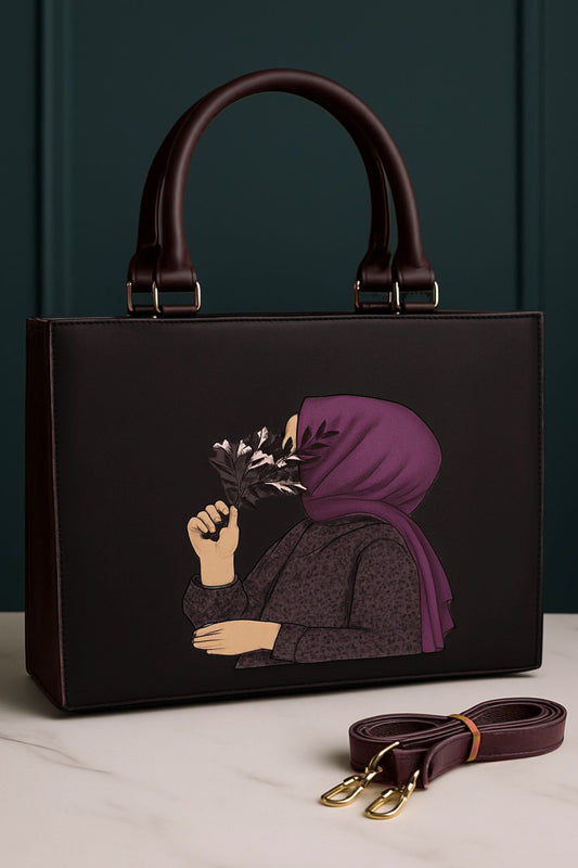 Artistic Hijab Lady Design – Elegant Tote with Detachable Strap