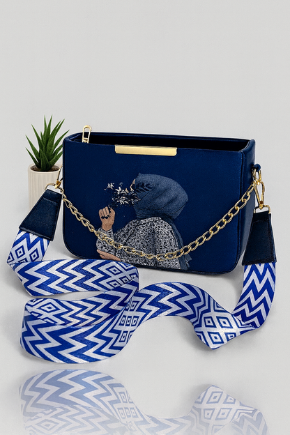 Elegant Chain Crossbody Bag – Floral Lady Design - Hijaab Bag