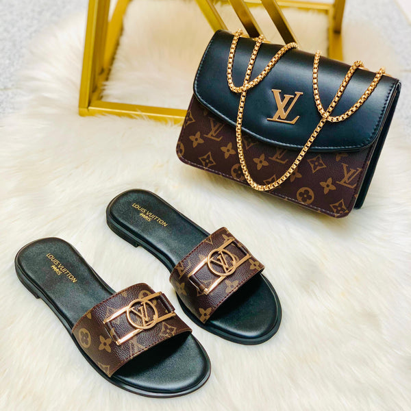 Louis Vuitton LV Lock Flat Slipper + LV CrossBody Bag