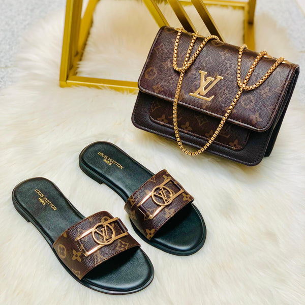 Louis Vuitton LV Lock Flat Slipper + LV CrossBody Bag