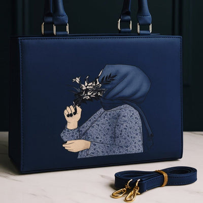 Artistic Hijab Lady Design – Elegant Tote with Detachable Strap