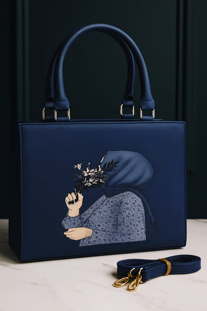 Artistic Hijab Lady Design – Elegant Tote with Detachable Strap