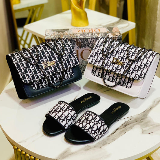 Christian Dior DD Slipper + Dior CrossBody Bag