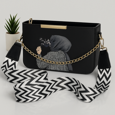 Elegant Chain Crossbody Bag – Floral Lady Design - Hijaab Bag