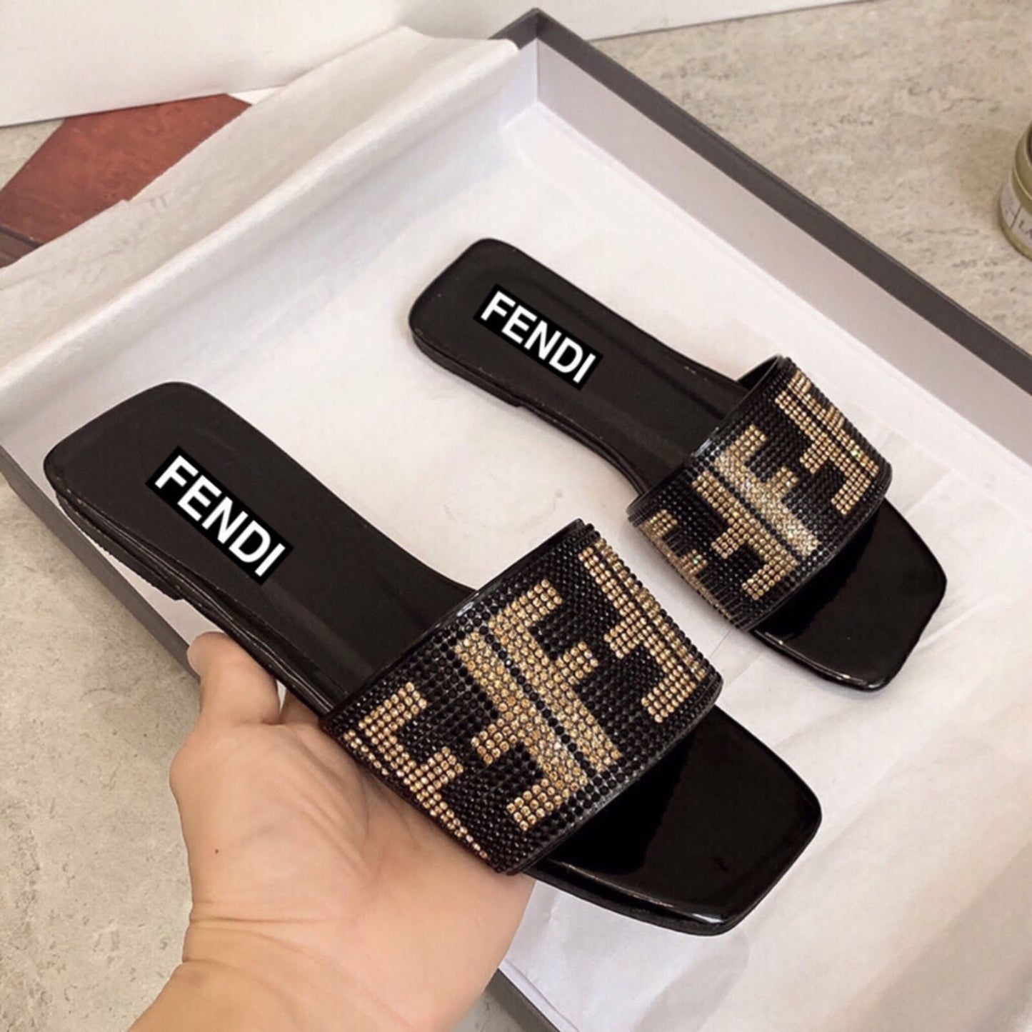 Fendi Stone Slipper