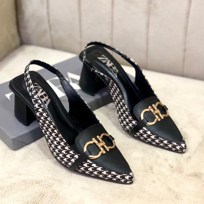 Zara Check Block Heel