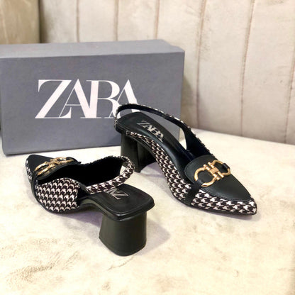Zara Check Block Heel