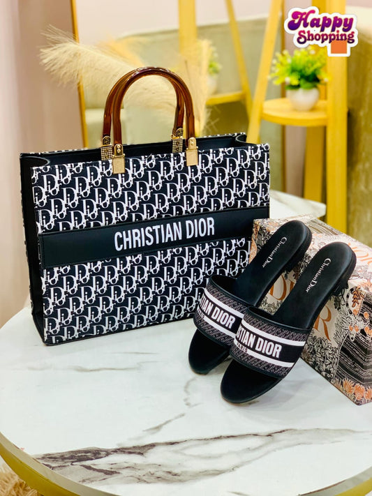 Christian Dior Combo Deal – Premium Slipper & Handbag Set