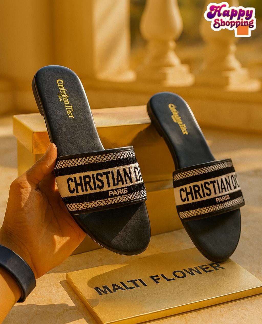 Christian Dior Official Embroidered Slippers