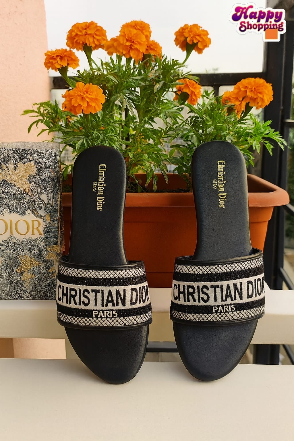 Christian Dior Official Embroidered Slippers
