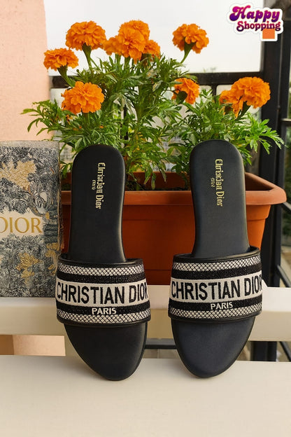 Christian Dior Official Embroidered Slippers