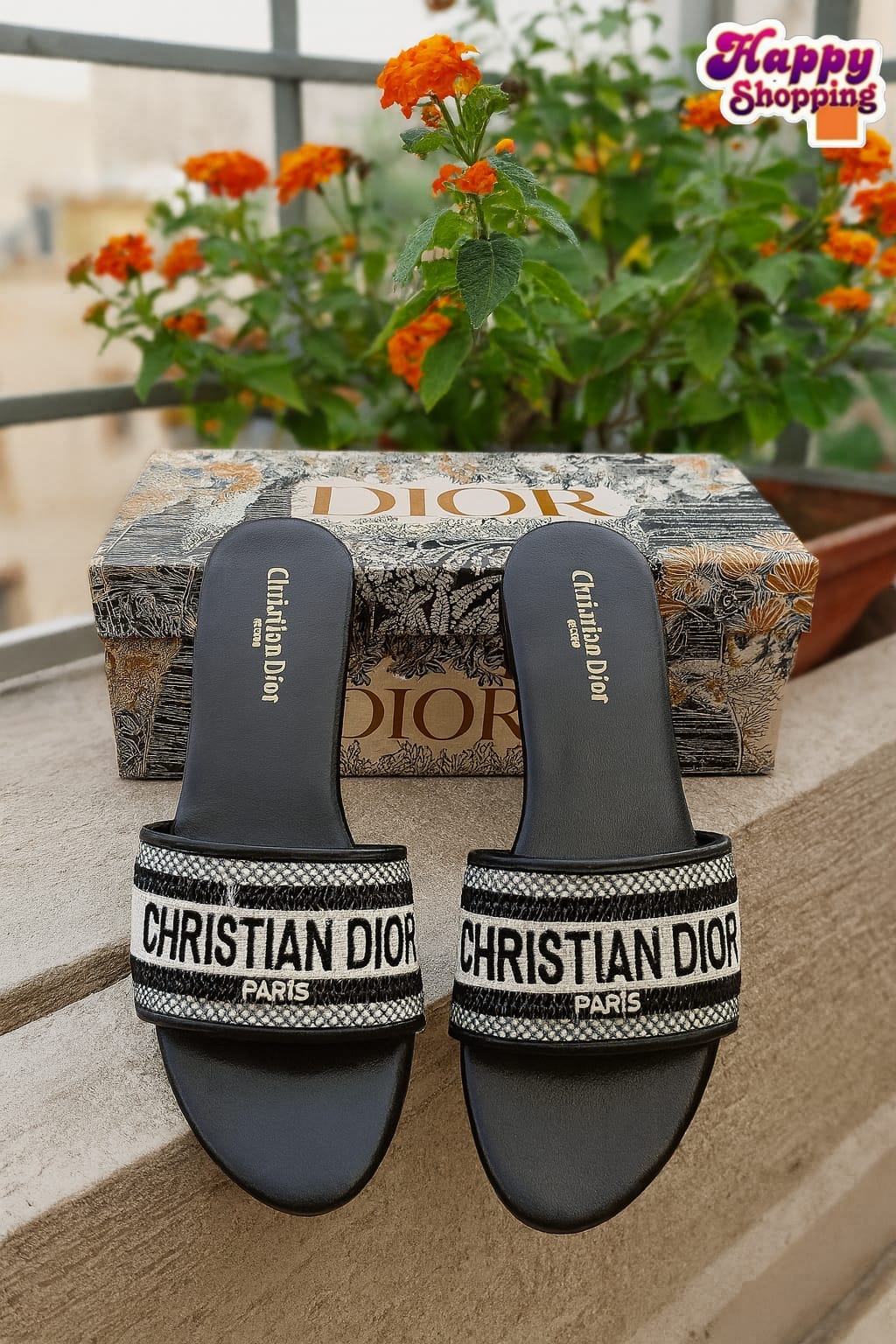 Christian Dior Official Embroidered Slippers