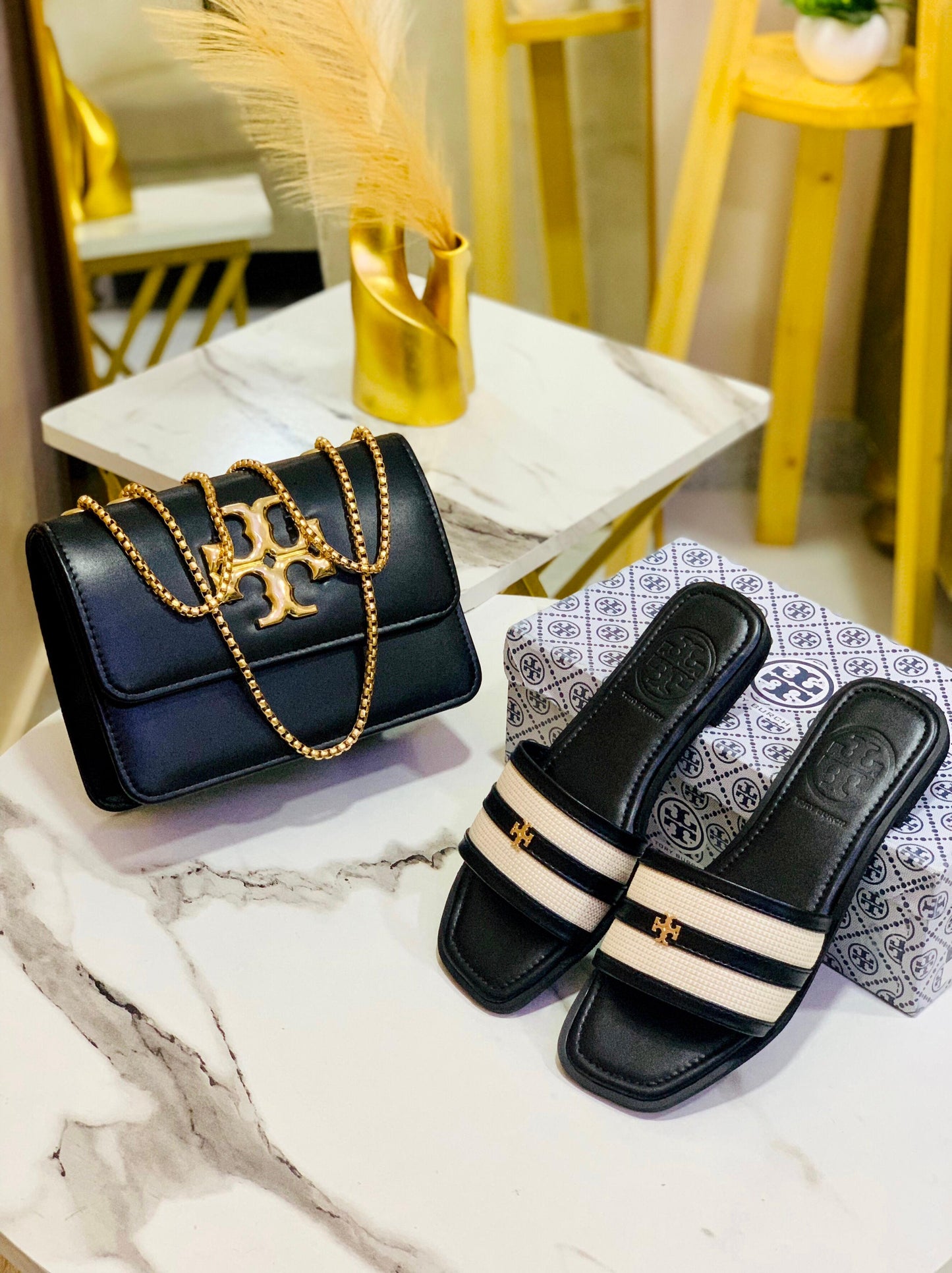 Tory Burch Slipper + Torch Burch CrossBody Bag 💼