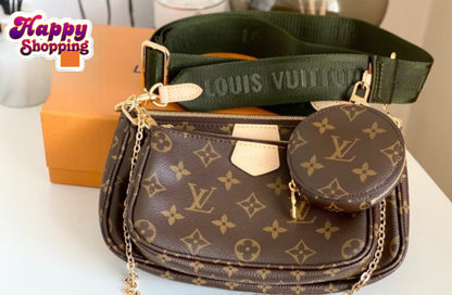 LV Signature Chain Crossbody Bag – With Coin Pouch & Wide Strap