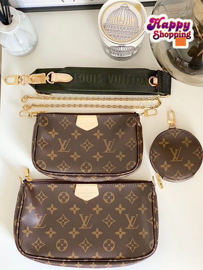 LV Signature Chain Crossbody Bag – With Coin Pouch & Wide Strap