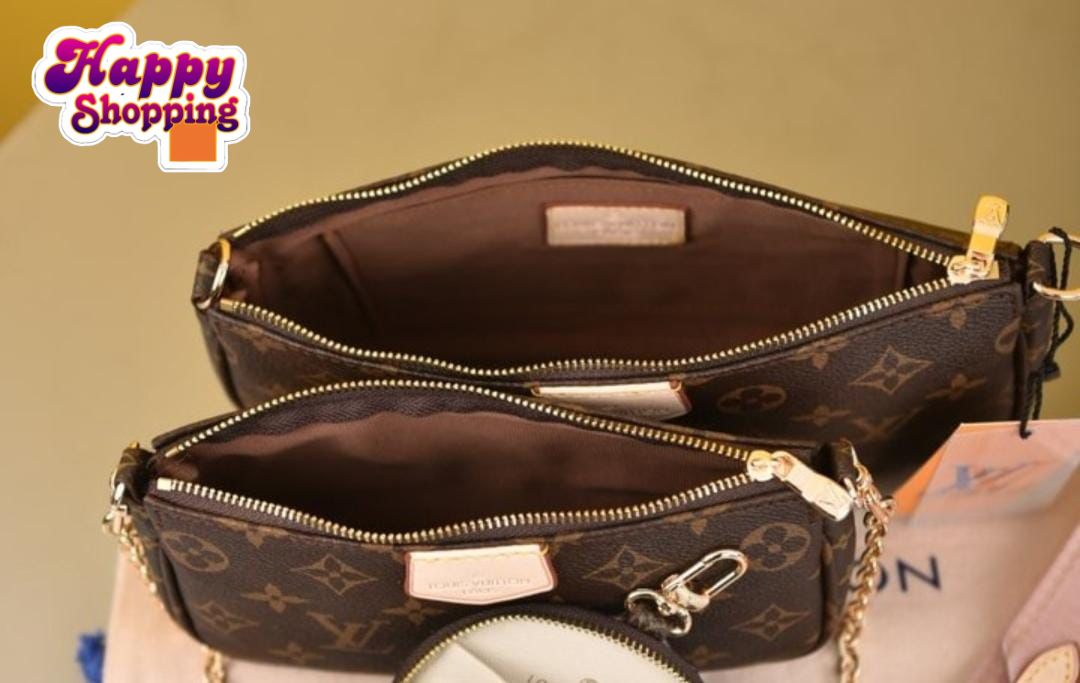 LV Signature Chain Crossbody Bag – With Coin Pouch & Wide Strap
