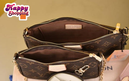 LV Signature Chain Crossbody Bag – With Coin Pouch & Wide Strap