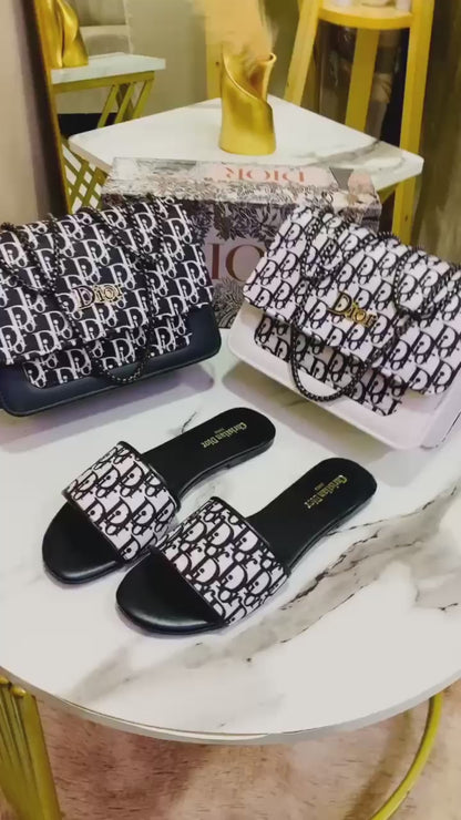 Christian Dior DD Slipper + Dior CrossBody Bag