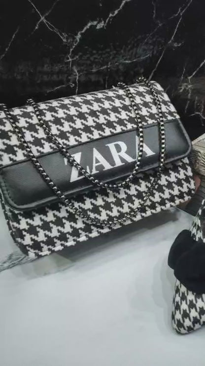ZARA Check Bow Heel & Crossbody Bag Set
