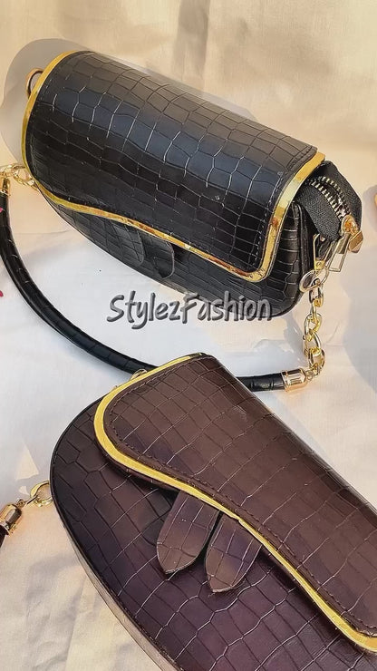 Elegant Crocodile Pattern Crossbody Bag