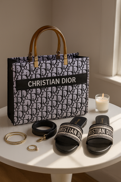 Luxury Dior Combo – Bag & Siliper Set for Effortless Elegance"