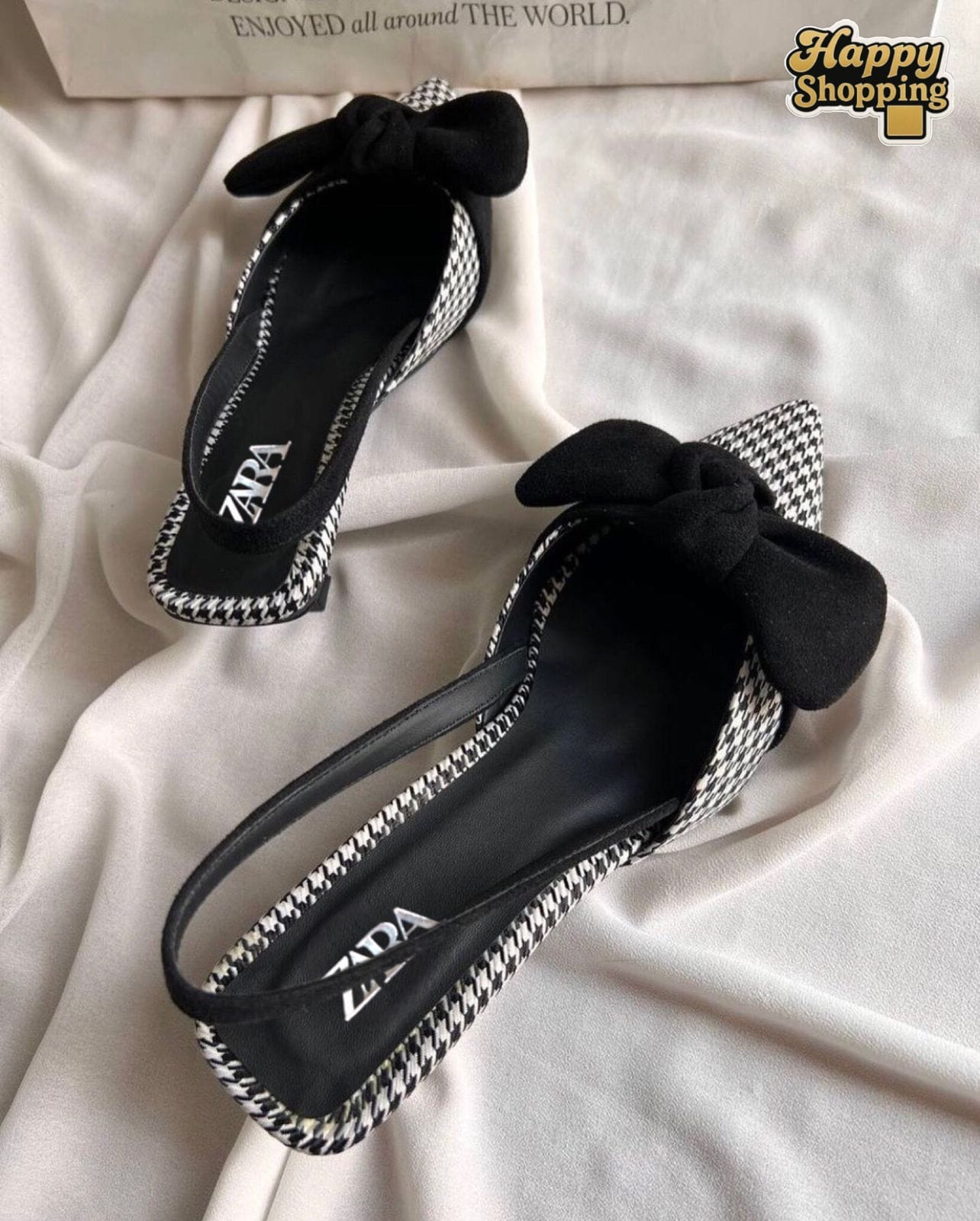 Zara Check Bow Slingback Heel